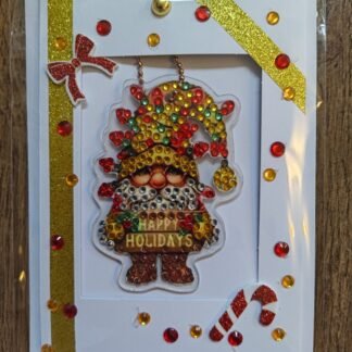 Gold Gonk Christmas Keychain Card (Happy Holidays)
